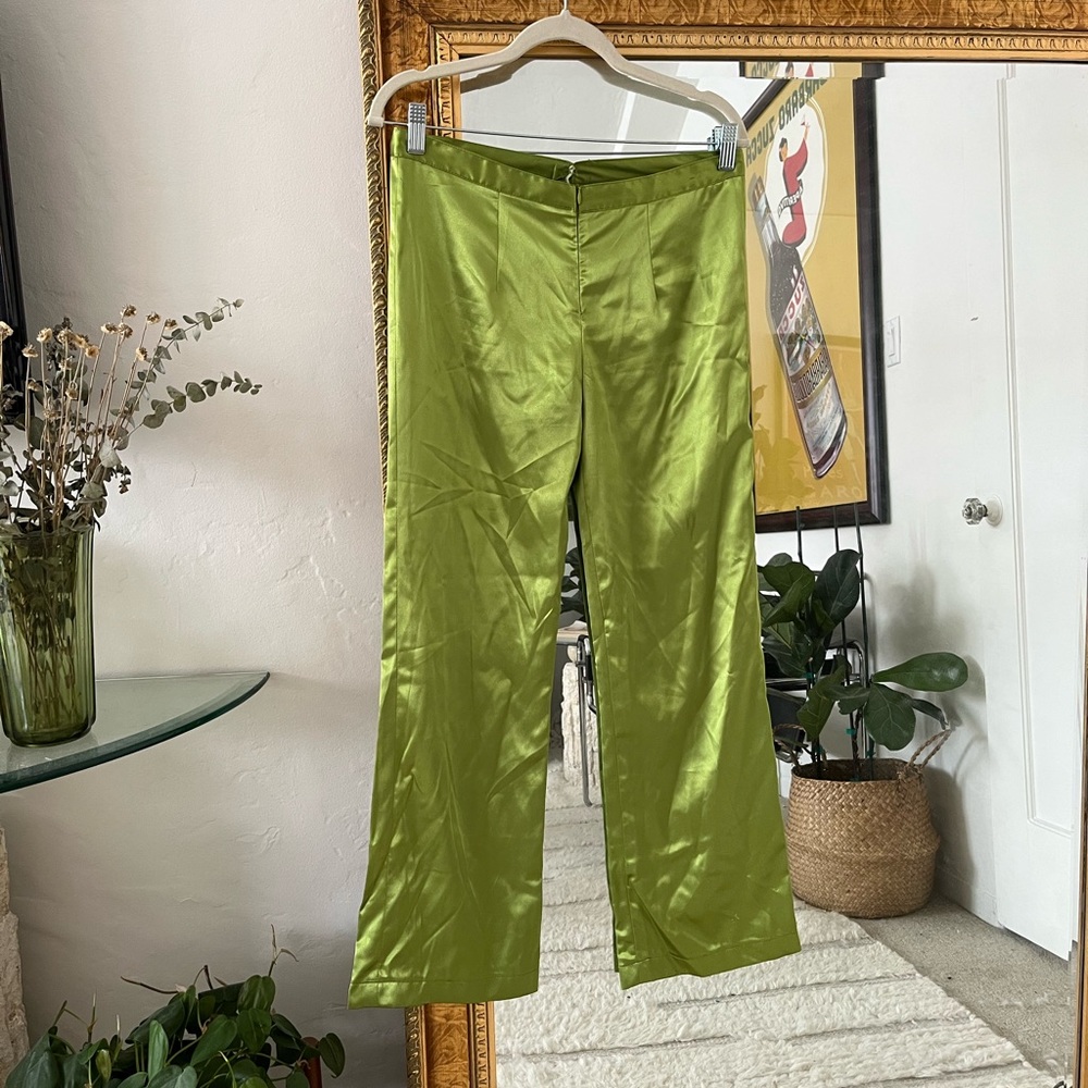 Vintage green silk/satin flare pants!
